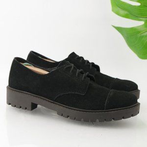 Lucky Brand  Women's Ibira Oxford Shoe Size 8.5 Platform Lug Sole Lace Up Black